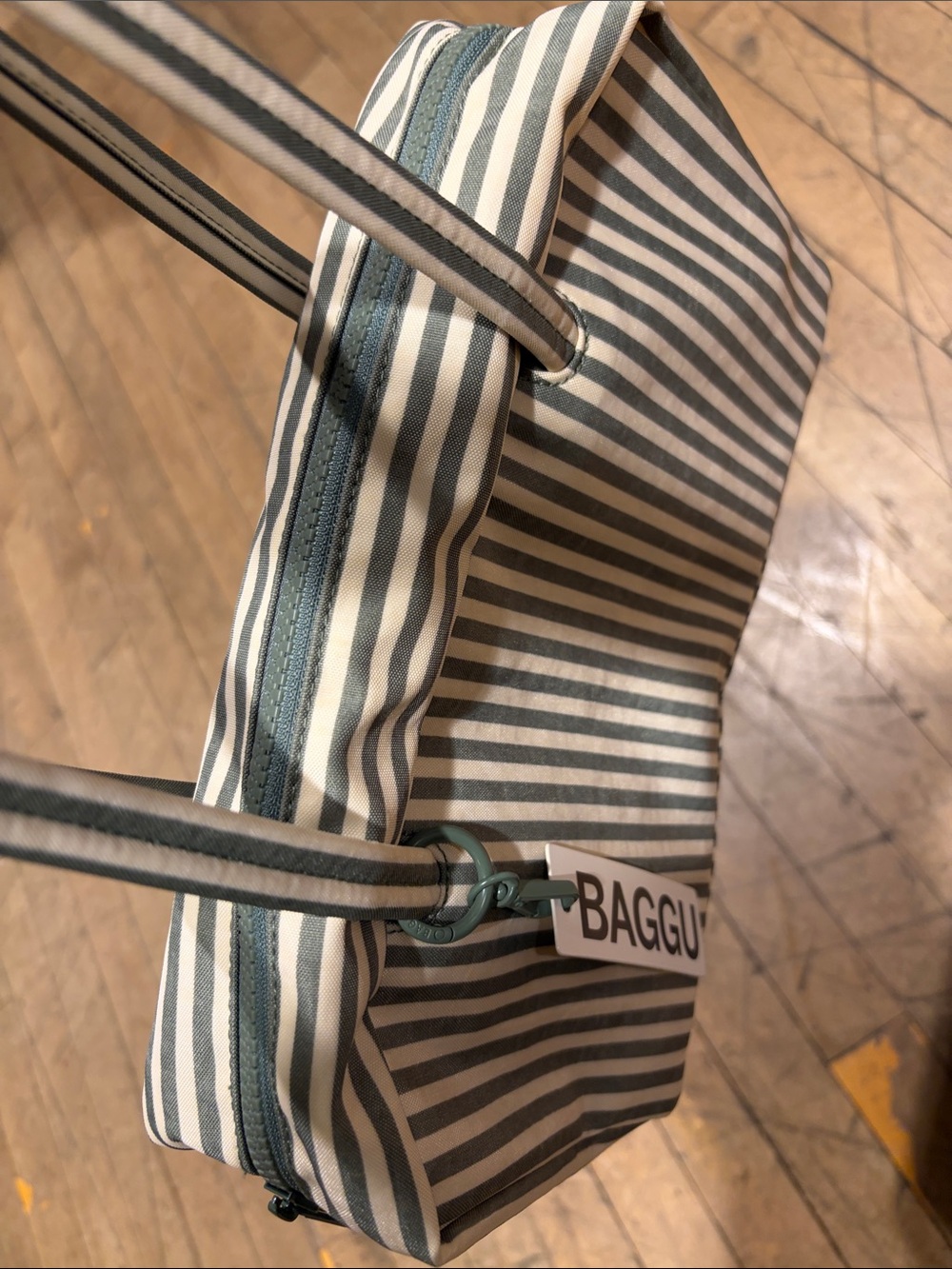 BAGGU Nylon Bowler bag Sage Stripe